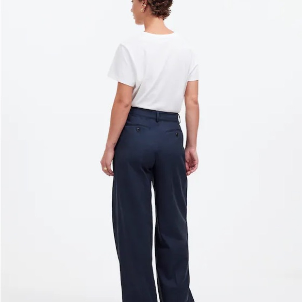 Madewell The Harlow Wide-Leg Pant in Drapey Twill size 4 in Deep Indigo - Picture 4 of 10